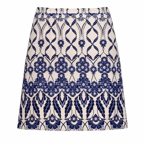 J. Crew Dresses & Skirts - J. Crew Blue and White Trellis Floral Print Mini Skirt Size 10